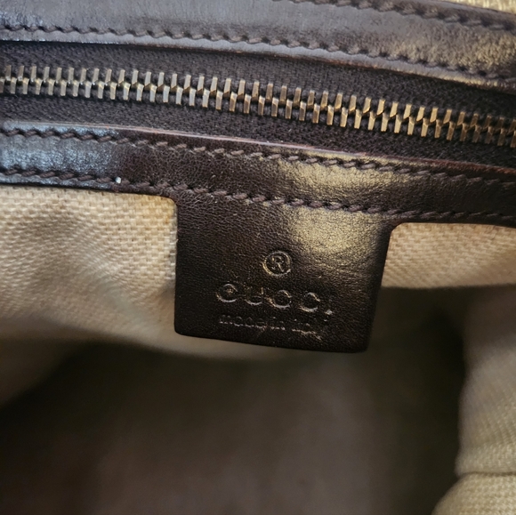 Gucci Beige Canvas Brown Leather Crocodile Secret Hobo - Picture 5 of 14